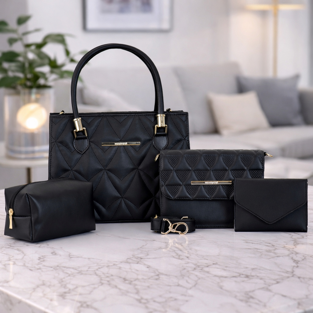 Kit Bolsa Feminina 4 Peças Bolsas Transversal De Ombro Necessaire E Carteira