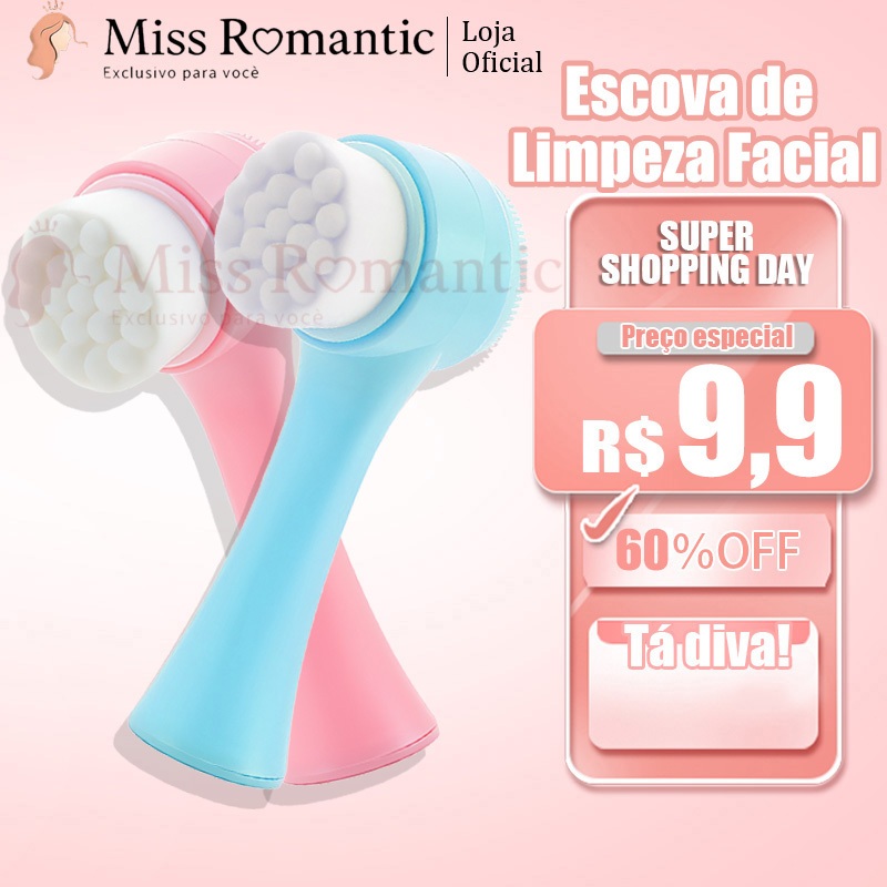 Escova de Limpeza Facial 2 em 1 | Cerdas + Silicone | Cor Aleatória | 1 Unidade