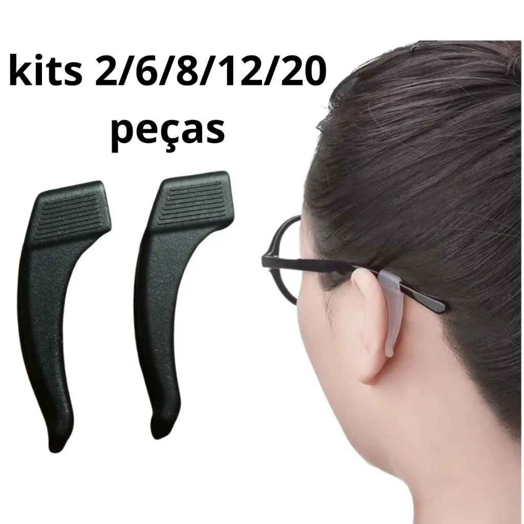 Kit 1/2/4/6/10 pares Trava Óculos Silicone Antiderrapante Gancho Suporte Haste Prendedor Anti Deslizante