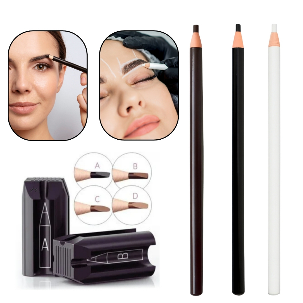 Lápis Dermatográfico para Sobrancelha + Apontador Para Design de Sobrancelhas