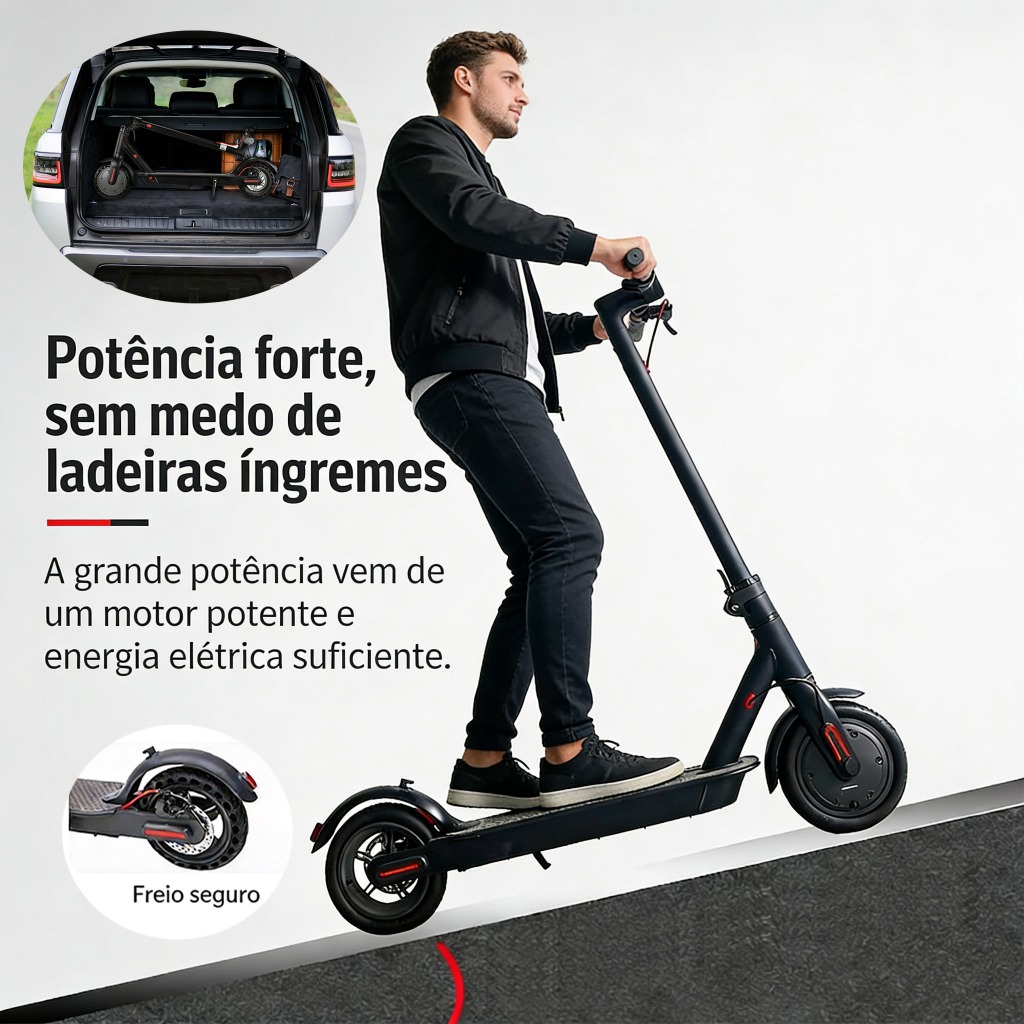 Patinete Elétrico Profissional para Adultos - 350W, 30km Autonomia, 25km/h, Suporta 150kg V6