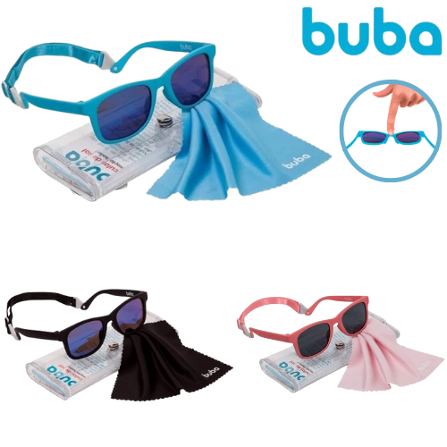 Óculos de sol Para Bebê Flexivel Buba C/ Alça Ajustável e Estojo Proteção Uva e UVB Menino Menina