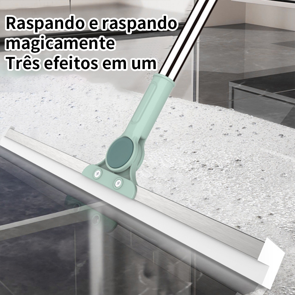 Rodo de Silicone Multiuso 2 em 1 Vassoura e Limpador de Vidros para Uso Seco e Molhado
