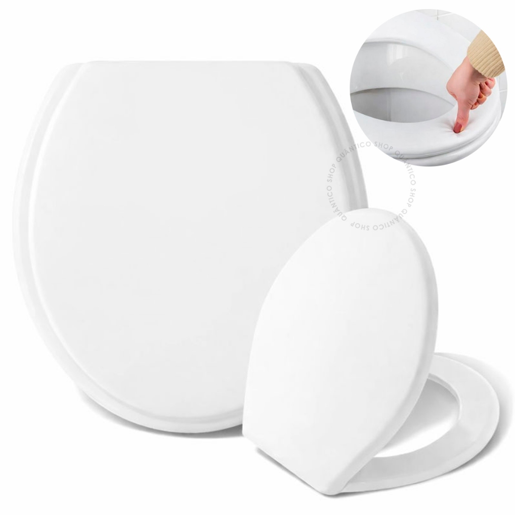 Assento Sanitário 1 2 ou 4 Unidades Tampa Oval Universal Básico Branco Esponja PVC
