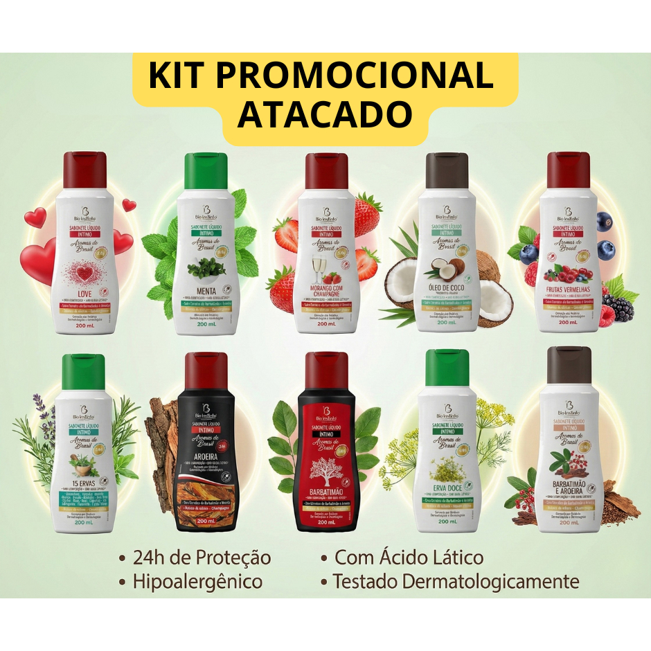 Kit sabonete intimo feminino Para Revenda Promção Várias Fragrâncias Bio Instinto Aromas 200ml