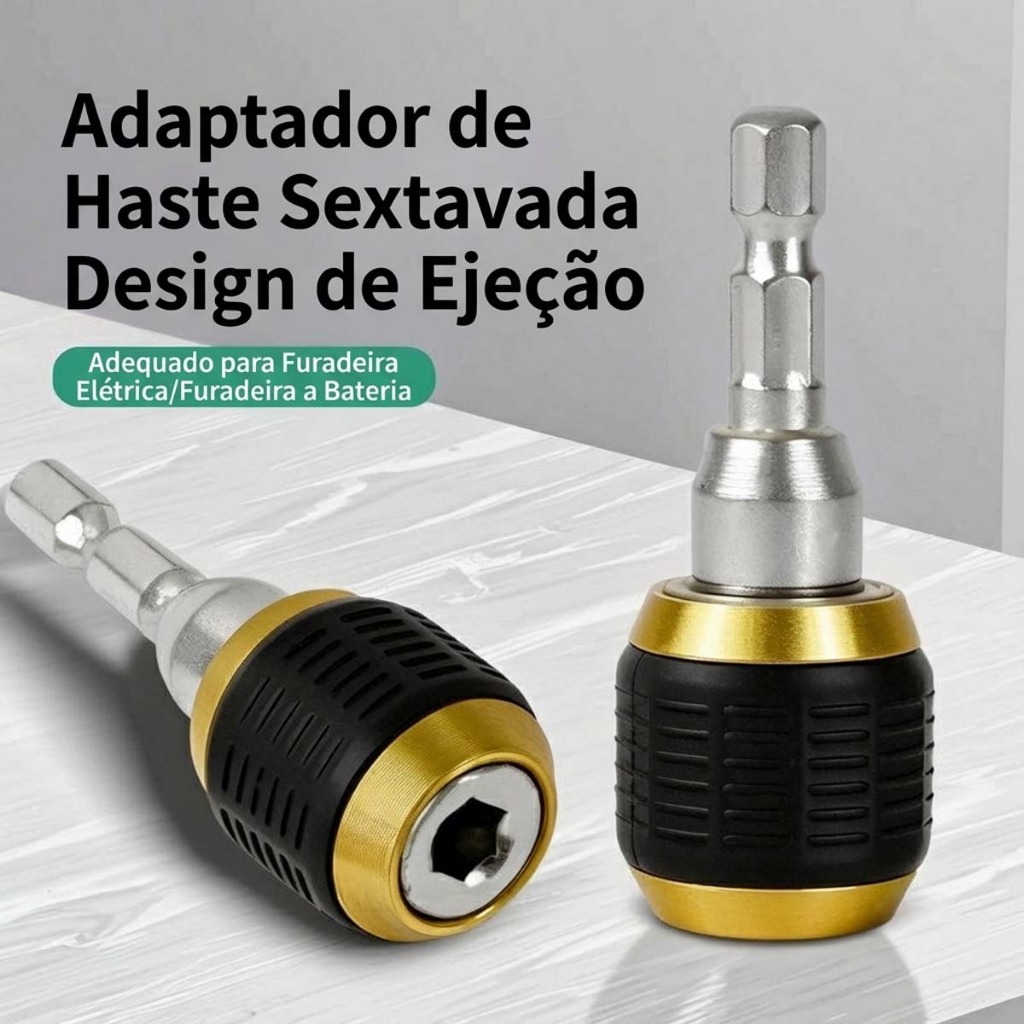 Adaptador de Aperto Rápido 1/4 de 60mm Soquete e Broca para Furadeira e Chave de Fenda