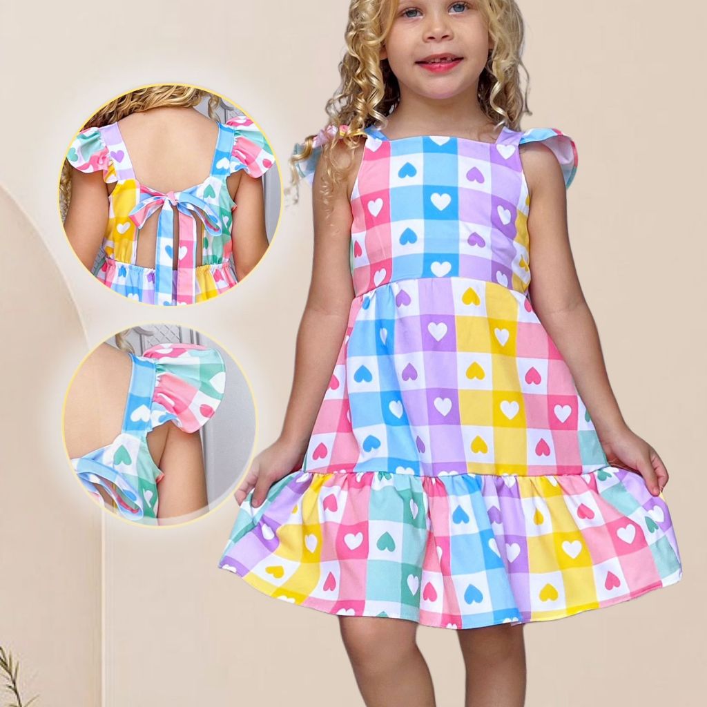 Vestido Infantil Menina Xadrez  COLORIDO Quadrilha Junino Tradicional  Luxo