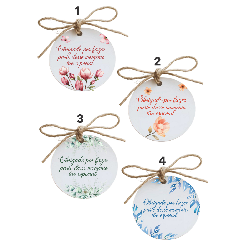 Tag Floral 4 cm com furo frase de Agradecimento - Promoção !!!