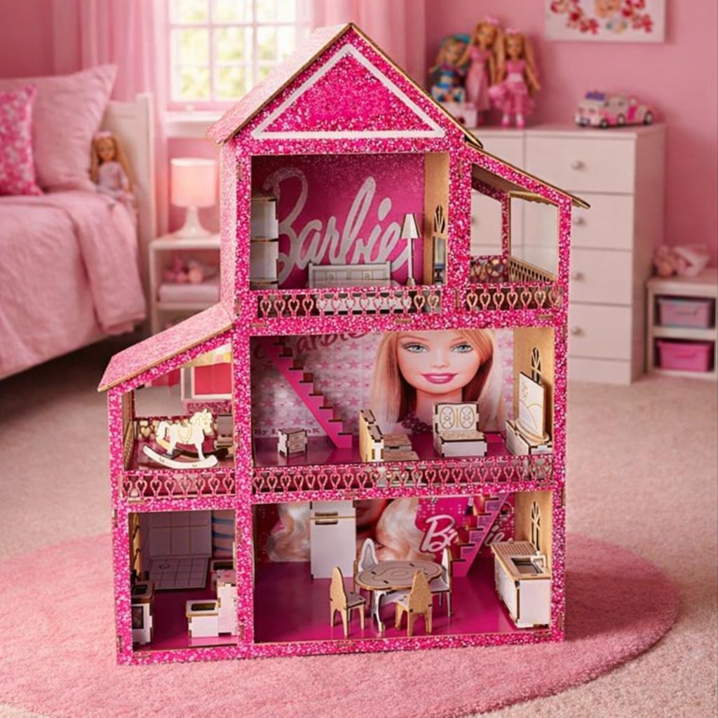Casinha de bonecas mdf adesivada Brinquedo Criança Desmontado