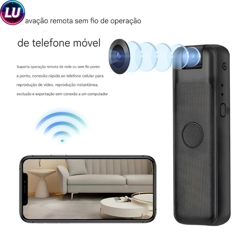 Câmera Portátil Mini Grampo Traseiro WiFi Visualização Remota Gravadores de vídeo HD 1080P