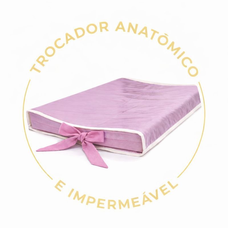 TROCADOR DE BEBÊ IMPERMEÁVEL ANATÔMICO AMERICANO DE CÔMODA - PLASTIFICADO - MENINO E MENINA - DETALHE LAÇO - UNISSEX