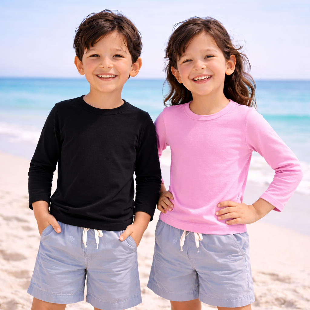 Kit 2 Camisetas UV50+ Infantil Unissex Menino ou Menina Térmica Proteção Solar 2 a 14 Anos Sortido