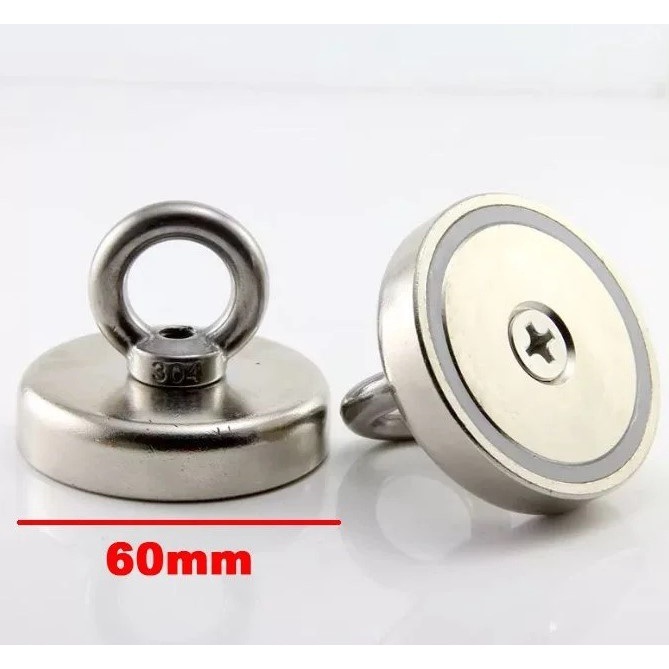 Imã de Neodímio para Pesca Magnética até 110kg de Tração 60mm