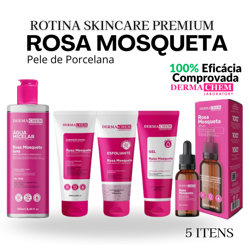 Skincare Completo ROSA MOSQUETA CLAREADOR HIDRATANTE E PELE MACIA Dermachem