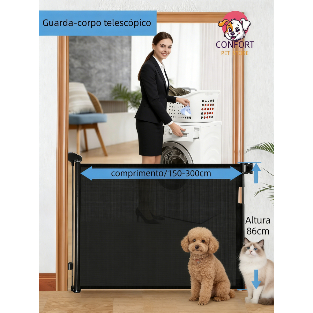 Cerca para animais de estimação / Portão de segurança infantil / Portão retrátil/cercado para cachorro