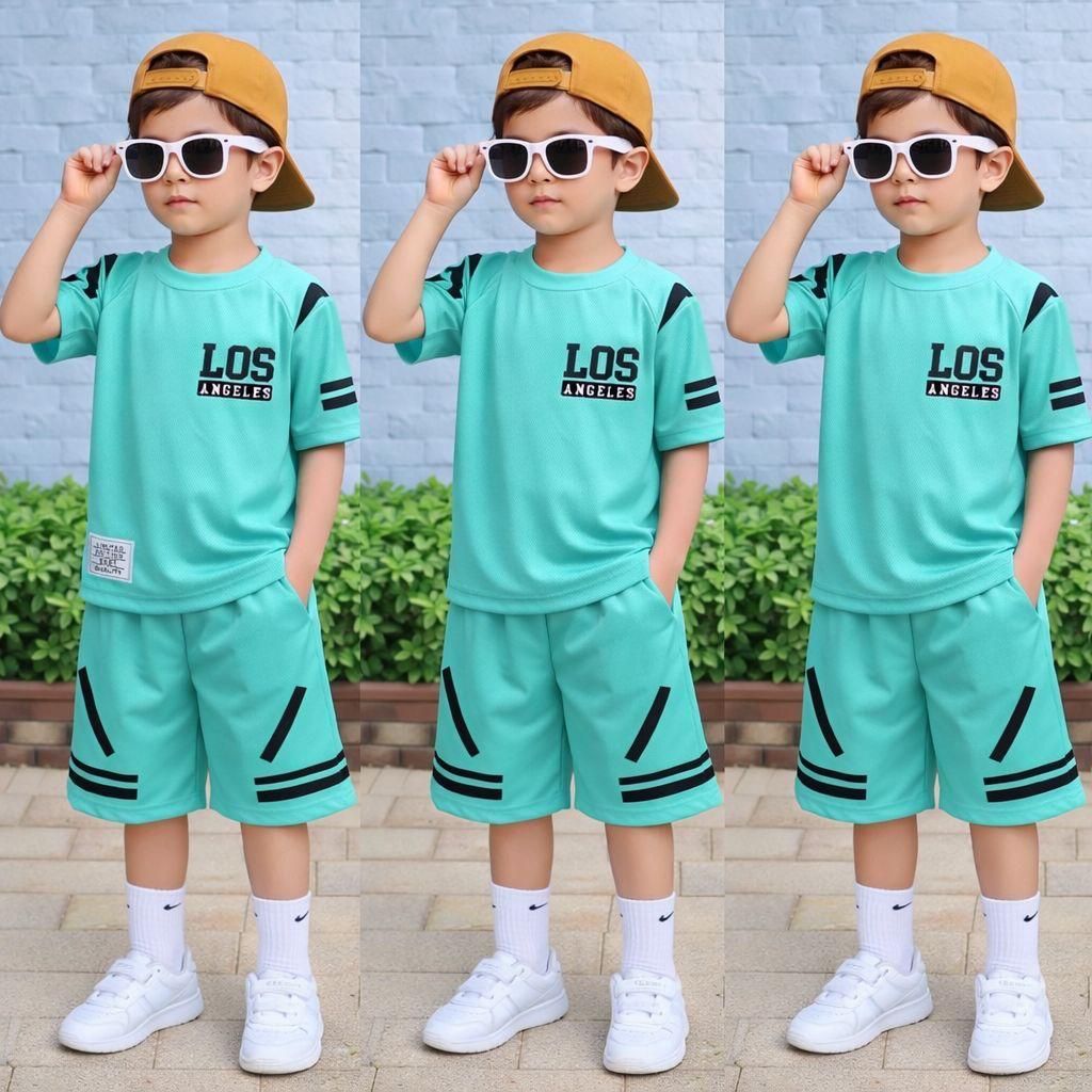 Conjunto Infantil Dry Fit Menino Verão Camiseta e Bermuda Leve 4 a 14 Anos