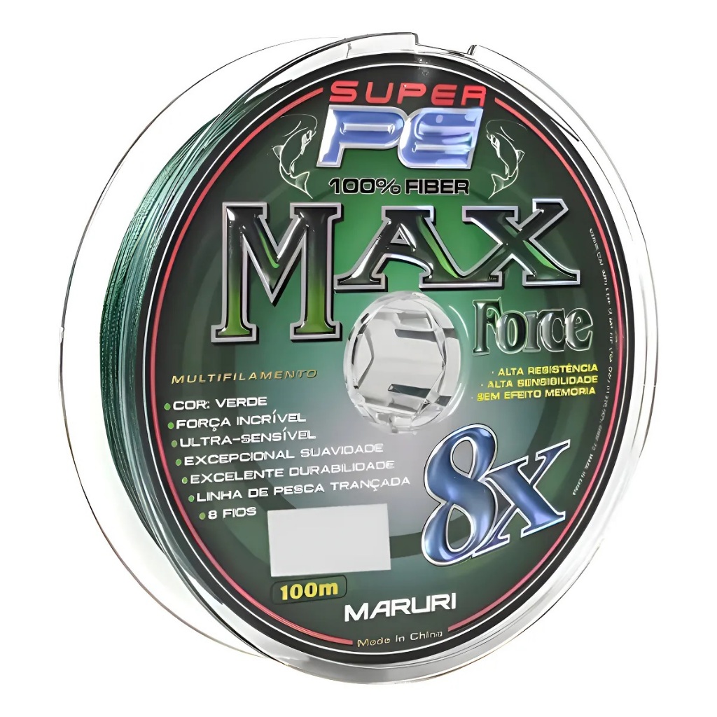 Linha de Pesca Multifilamento 8X Max – 8 Fios – Verde 100m – Alta Resistência (Várias Medidas)