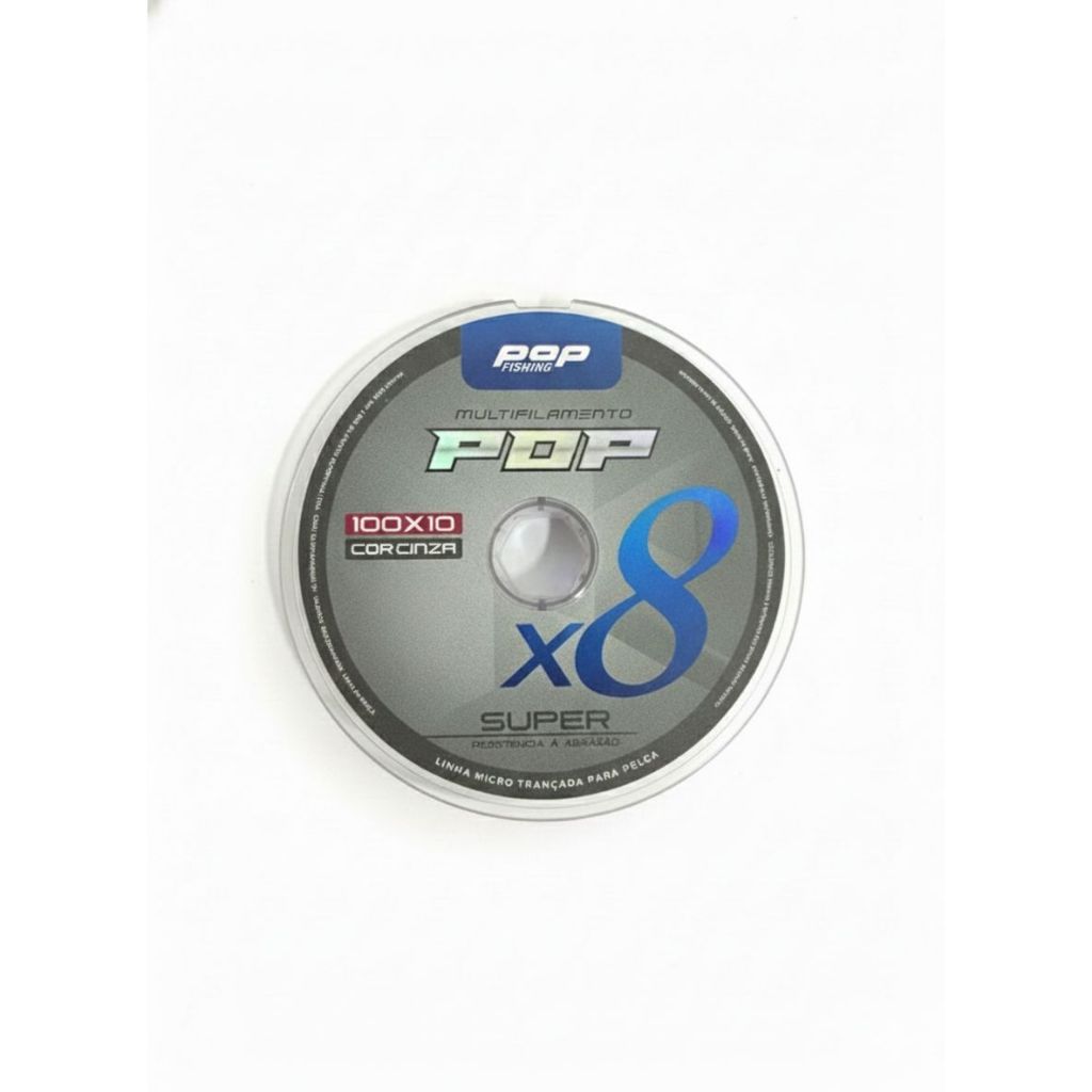 Linha de Pesca Multifilamento 8X POP – 8 Fios – Cinza 100m – Alta Resistência (Várias Medidas)