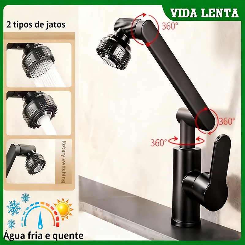 Torneira Giratória 360° Com Braço Robótico Para Cozinha E Banheiro