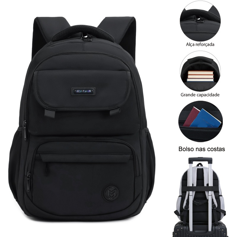 Mochila dos homens nylon reforçado à prova d'água backbag boca saco multifuncional de grande capacidade