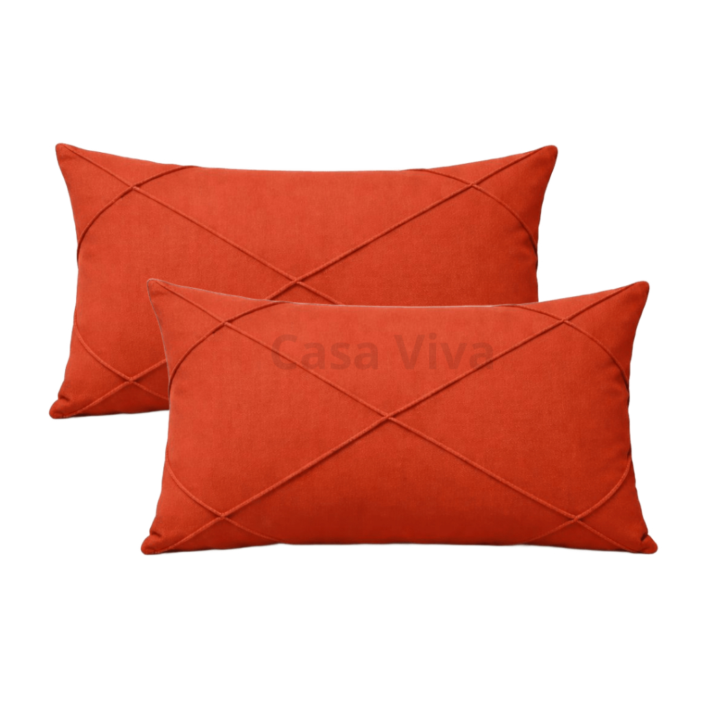 Kit 2 Capas de Almofada Baguete 50x30 Suede Drapeado com Zíper Invisível – Premium