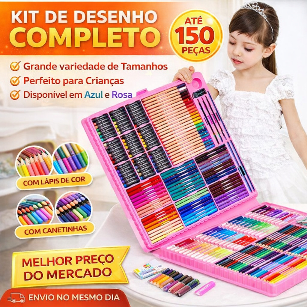 Maleta De Pintura Estojo Infantil Canetinha Colorir Escolar