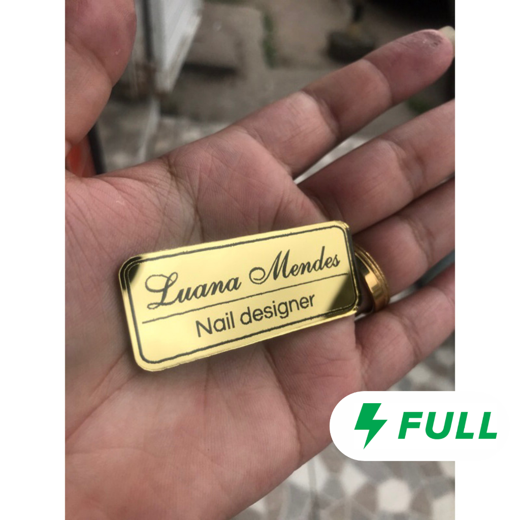 [ENVIO NO MESMO DIA] Broche alfinete POP acrílico dourado Personalizado com nome + Profissão