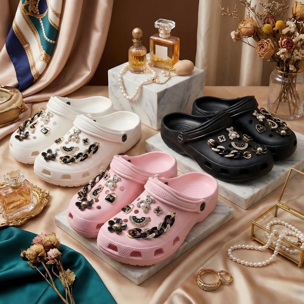 Sandália Feminina Conforto Chinelo ortopédico com furos+ Kit 12 Pingentes - Exclusivos