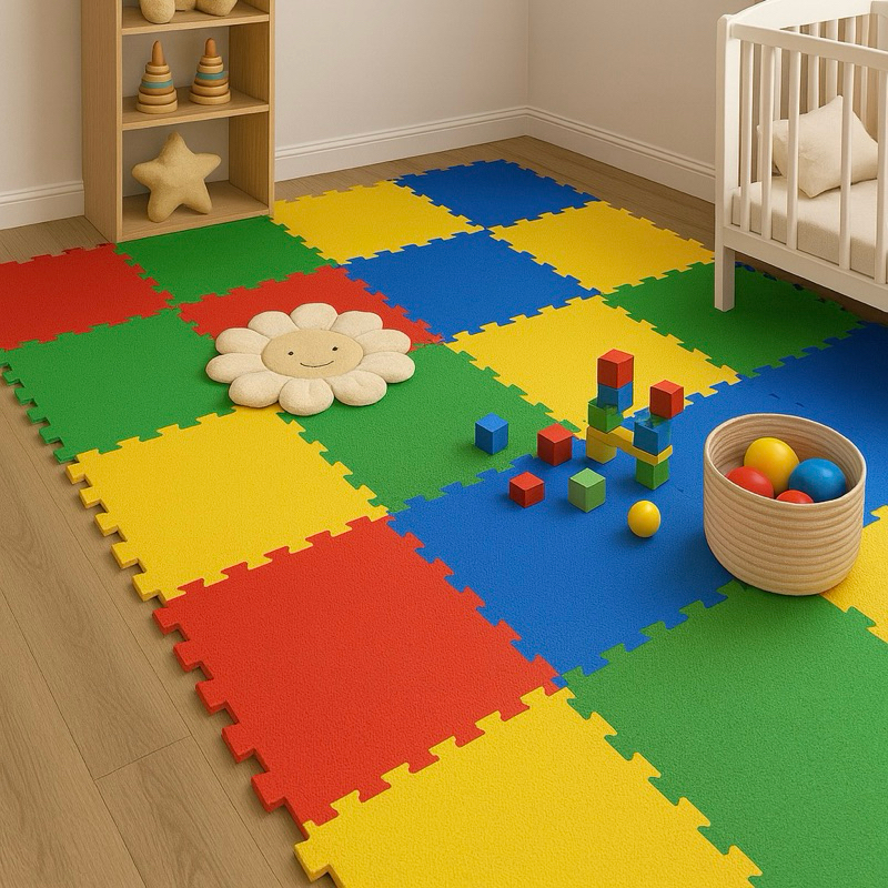 Kit Tatame Tapete Eva Bebe Infantil Colorido Premium 50x50x1cm Com Bordas Escolha a Quantidade