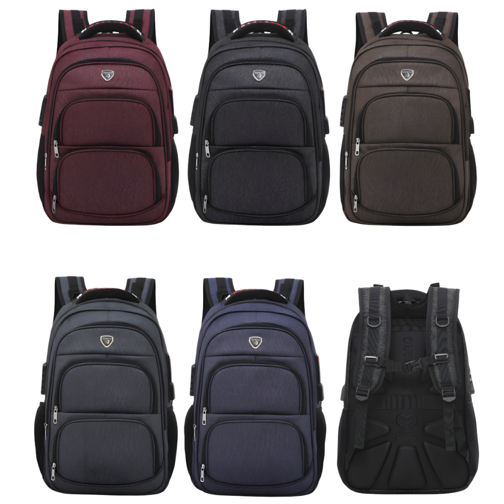 Mochila Masculina Estilo Casual Estilosa Multiuso Viagens Escola Zíperes Duplo Traseira Respirável