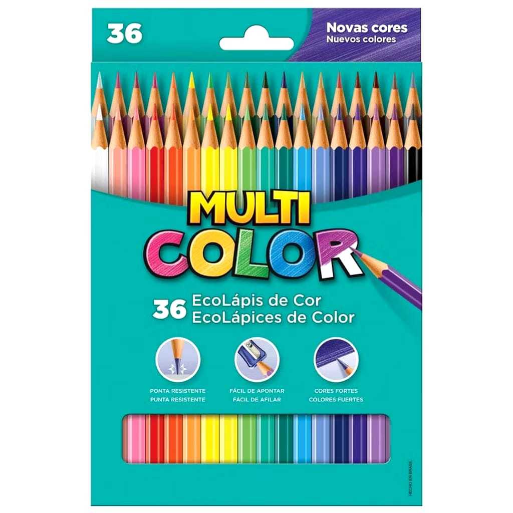 Lápis de Cor Ecolápis Multicolor Super 24 ou 36 Cores