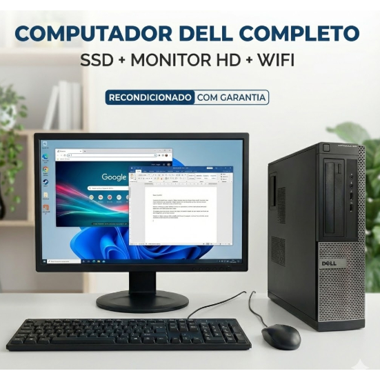 PC CPU Completo Dell Optiplex 390 Monitor Regulavel SSD Rápido Teclado e Mouse Pronta Entrega