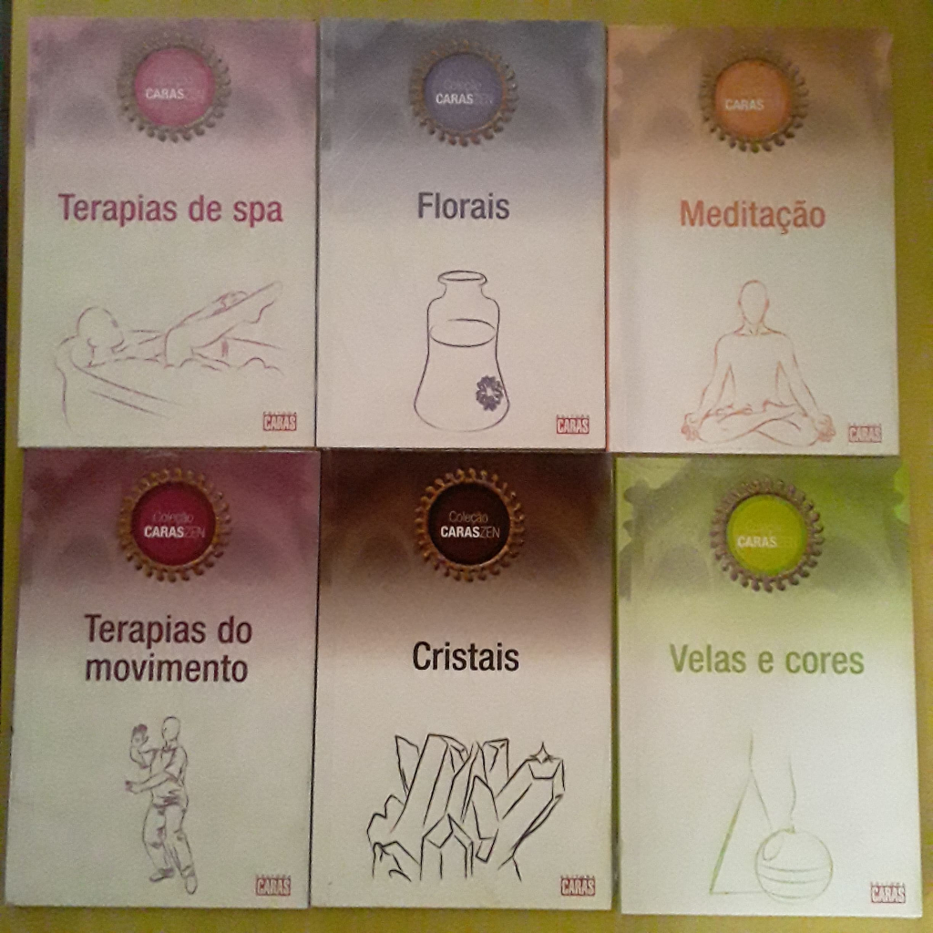 COLEÇÃO CARAS ZEN KIT COM 6 LIVROS MEDITAÇÃO FLORAIS VELAS E CORES CRISTAIS TERAPIAS DE SPA TERAPIAS DO MOVIMENTO