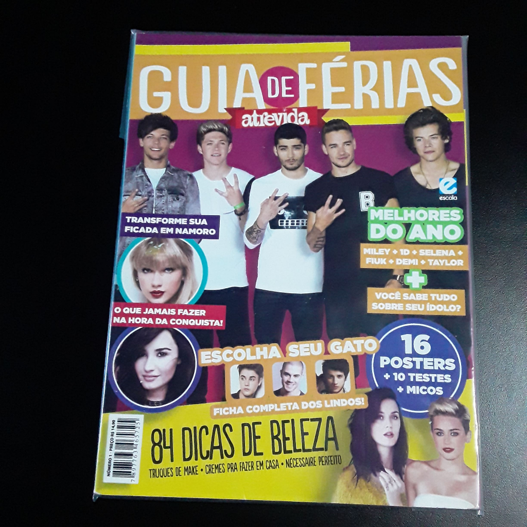 REVISTA GUIA DE FÉRIAS ATREVIDA ONE DIRECTION JONAS AVRIL KATY PERRY CHAY SUEDEGUSTAVO LIMA SELENA GOMEZ MINI PÔSTER