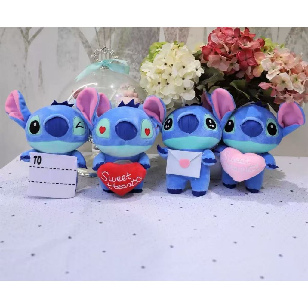 Bicho De Pelúcia Stitch 23cm Com Coração  - Presente Namorada