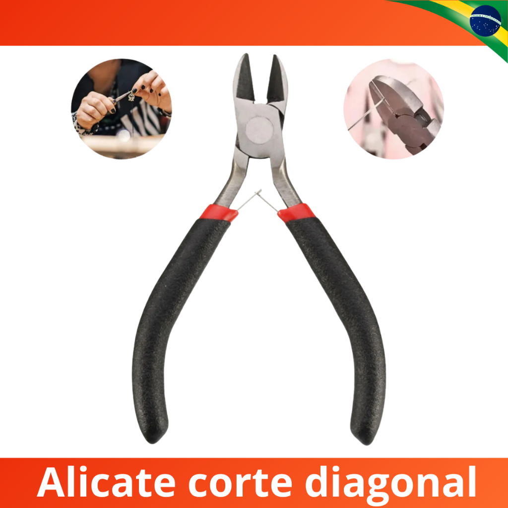 Alicate de Corte Diagonal Artesanato Pesca Arame Bijuteria 4.5" Eletrônico Fio Profissional