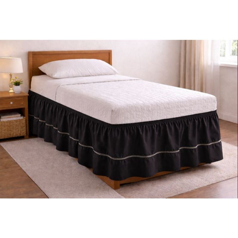 Saia Para Cama  Box Solteiro Com Ponto Palito E Elástico