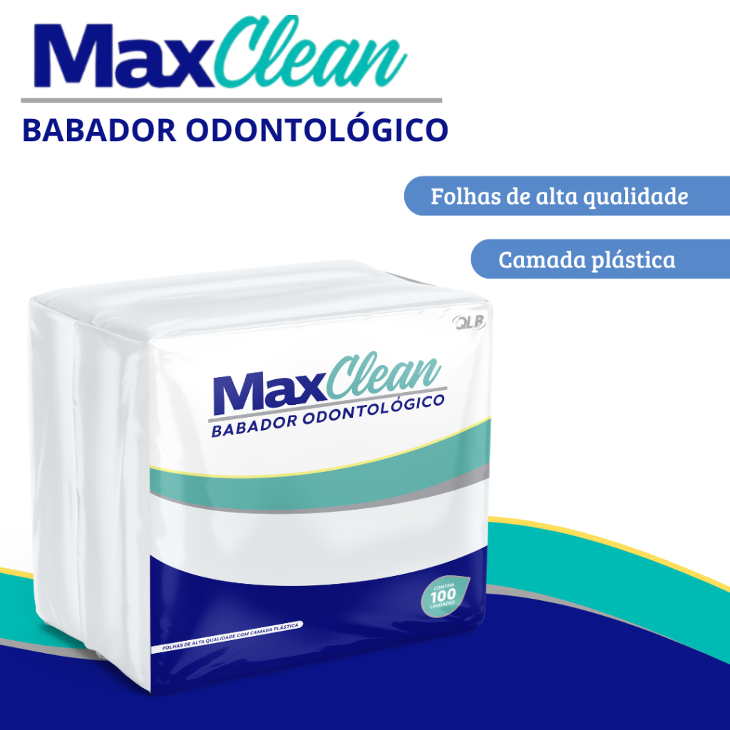 Babador Odontologico Impermeavel Descartável 30cm x 40cm MaxClean c/100 Unidades
