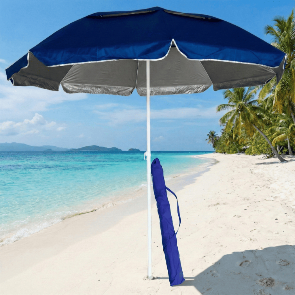 Guarda Sol Ombrelone Grande 2,40 Metros Com Proteção UV Resistente Impermeável Haste De Metal Sol Praia Piscina Verão