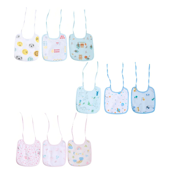 Babador Bebê Impermeável Kit 3 Und 100% Algodão Menina Menino