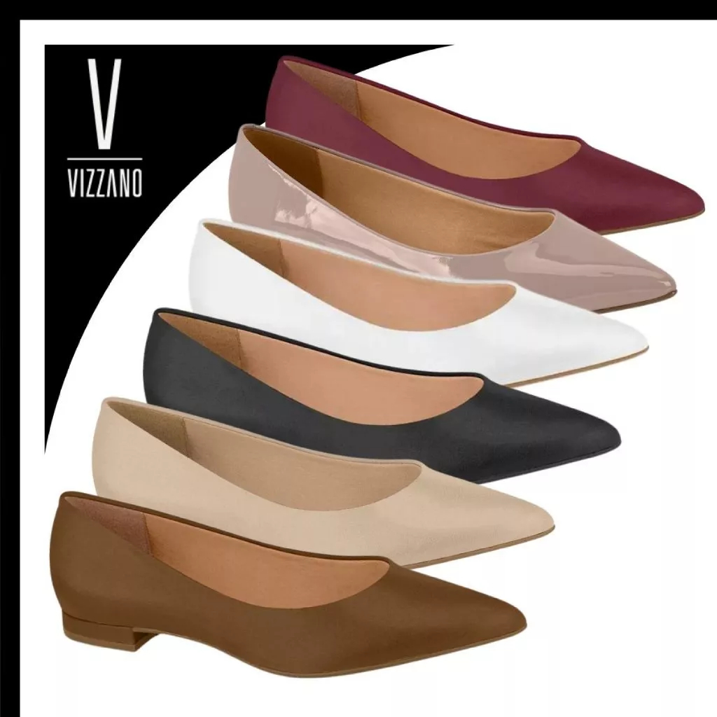 Sapatilha Vizzano Feminina Bico Fino Casual Salto Baixo Confortável Original Social Elegante