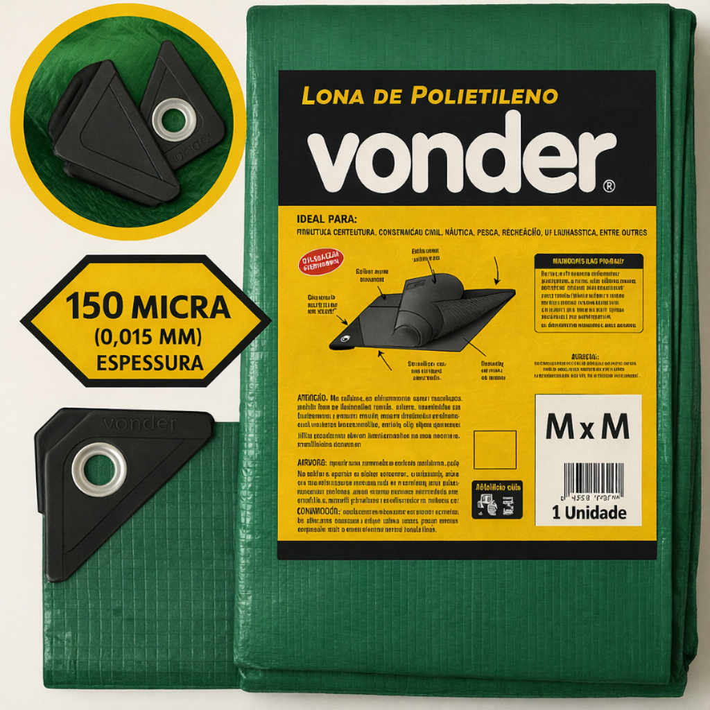 Lona de polietileno Verde 2 m x 2 m -2x2  Vonder