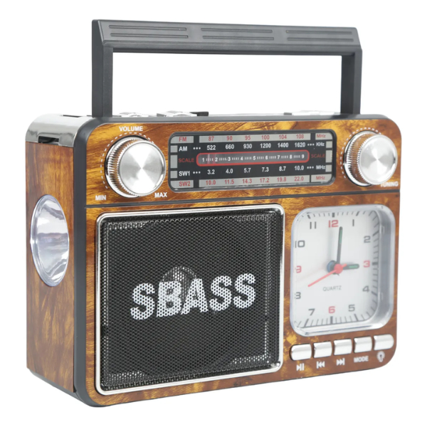 Rádio Portátil Wassay Bluetooth 3 Bandas AM FM SW com Som 5W Áudio Potente Design Retrô