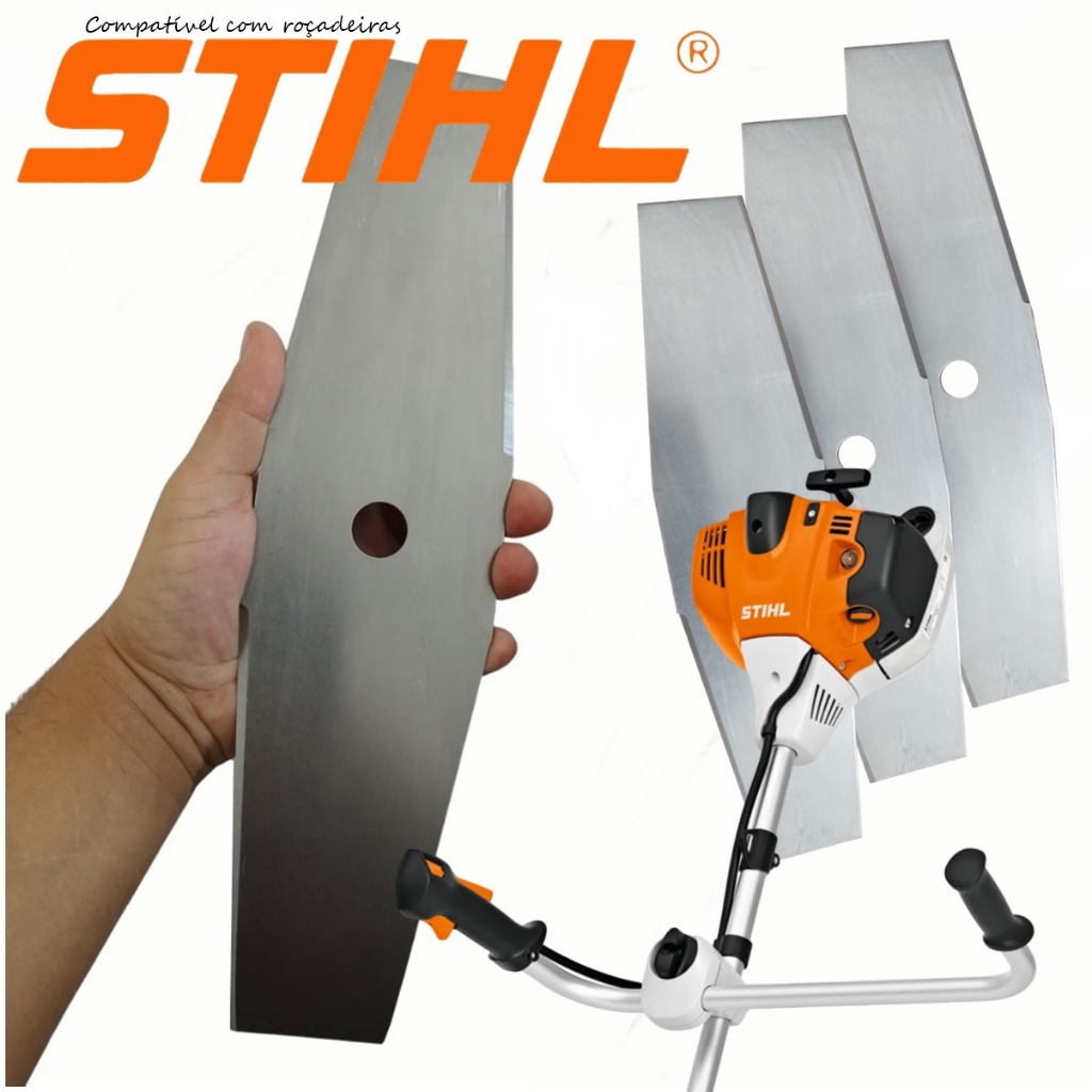 Kit 3 Lâmina Faca 2 Pontas P/ Roçadeira Stihl FS55/FS80/FS85/FS120/FS130/FS200/FR220/HT75/KA120
