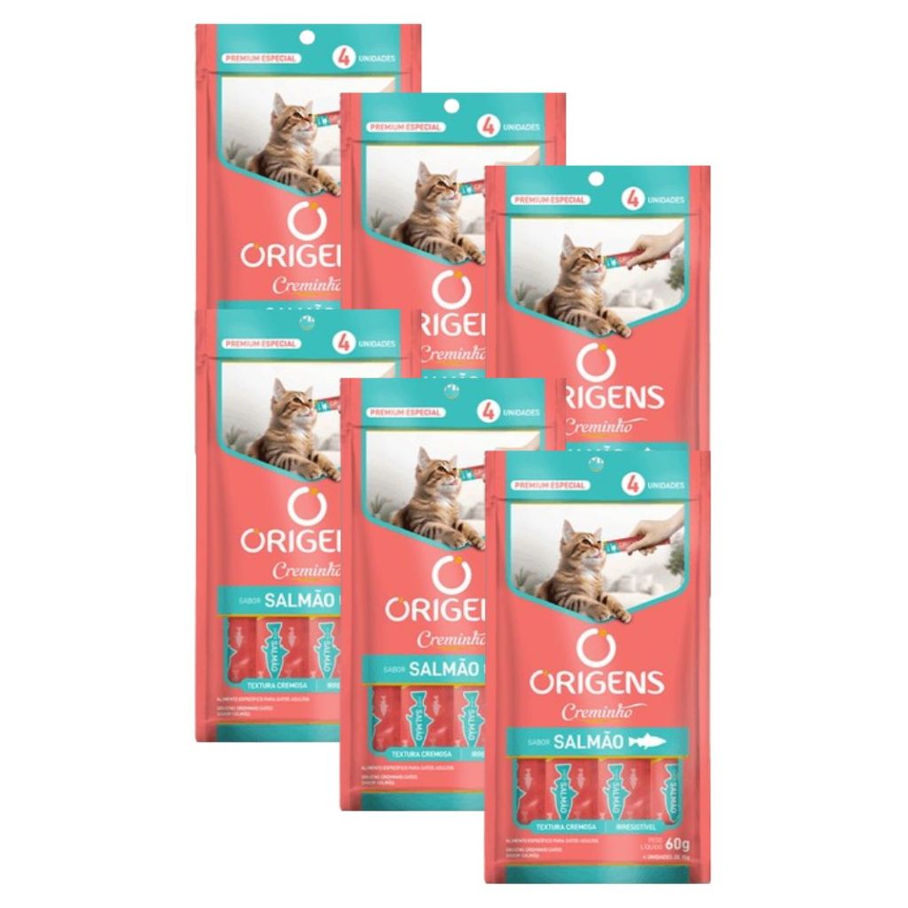 kit 6x Petisco Origens Creminho Salmão para Gatos - 60g