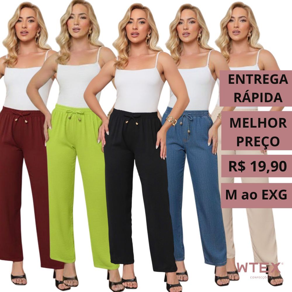CALÇA PANTALONA flare soltinha feminina cintura alta tecido duna