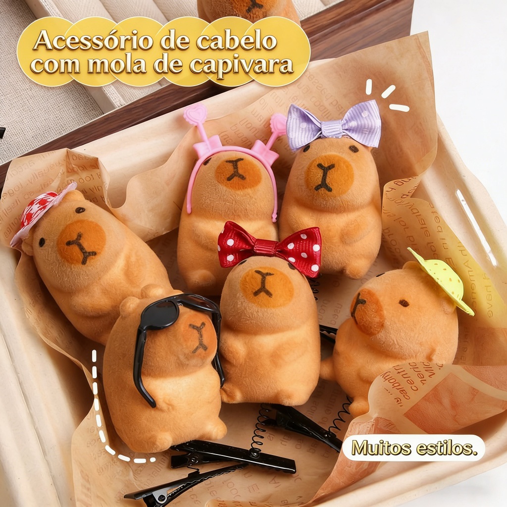 10/20/30 Unidades Clipe de Cabelo Kawaii 3D Capivara - Modelo Bico de Pato, Colorido e Divertido