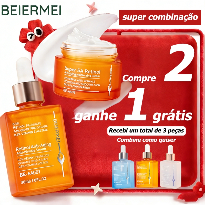 【Compre 2 ganhe 1 grátis】Kit Anti-rugas com Niacinamida e Retinol e Ácido Hialurônico 30ml super combinação