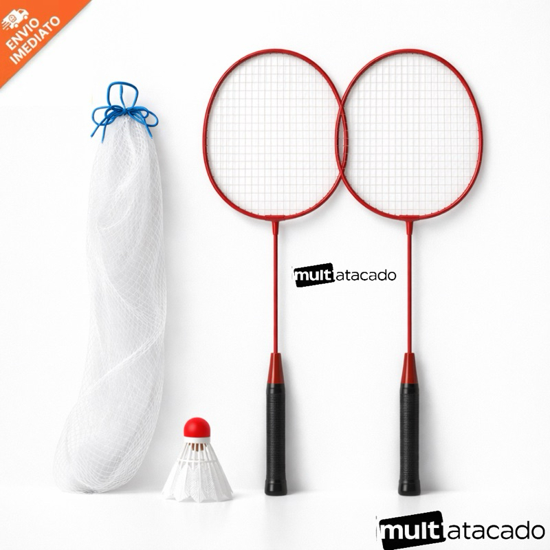 Raquetes Badminton C/ 1 Petecas E Bolsa rede de transporte