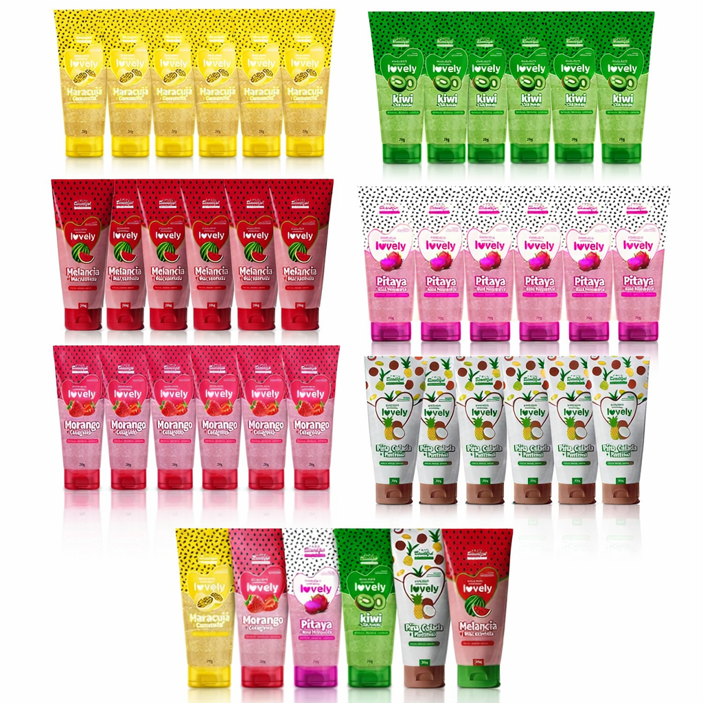 Kit 6 Esfoliante Corporal  da Fruta Bisnaga para festa das cores Lovely Face Beautiful 200g